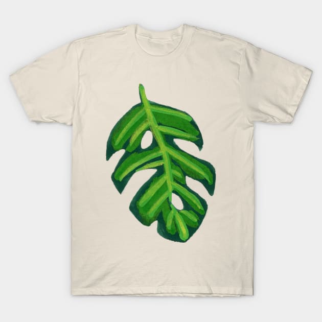 Little Gouache Monstera Leaf T-Shirt by paintedpansy